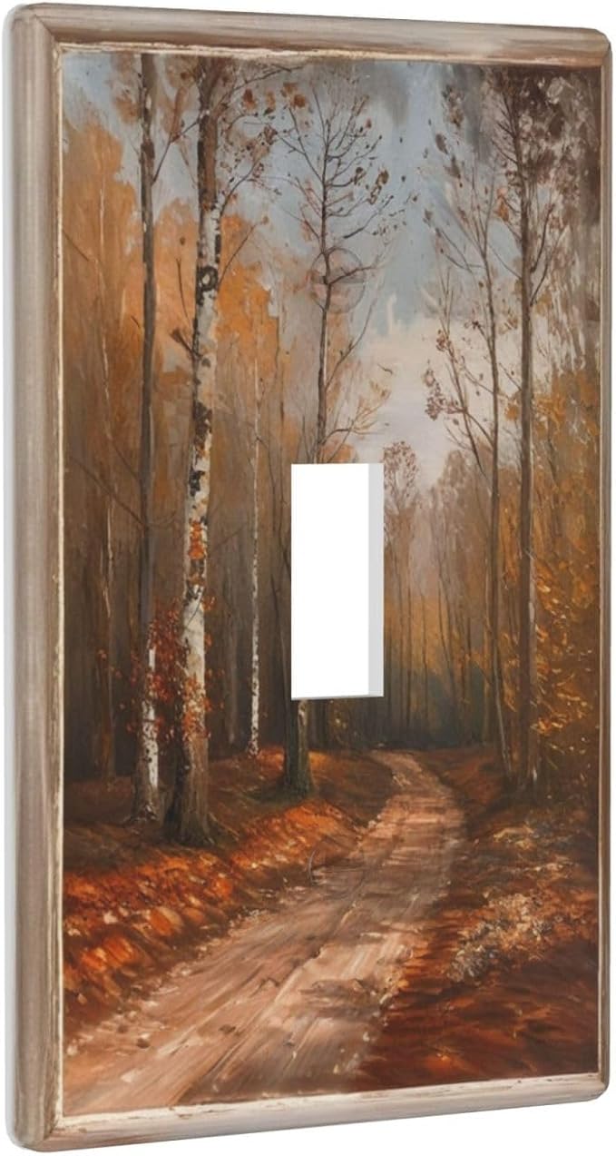 Decorative Art Light Switch Covers Maple Path Single Toggle Wall Plate Decorative Switchcover Electrical Switchplate for Home Decor