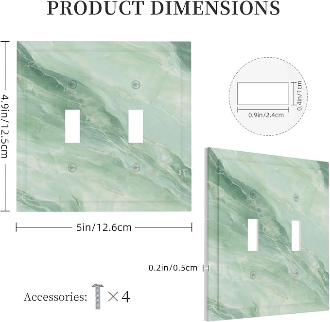 Outlet Covers Green Marble Luxury Abstract 1 Gang Duplex Light Switch Cover Plate Decorative Wall Plates Electrical Switchplate Receptacle for Bathroom Bedroom Decor（2 Pack）