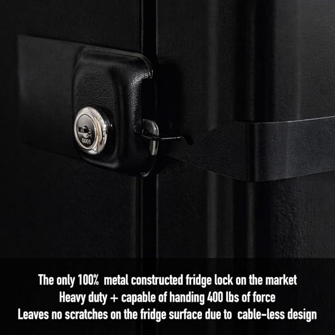 Child Proof Fridge Lock with Keys – Child Safety Refrigerator Cabinet Lock (1 Pack, Black)