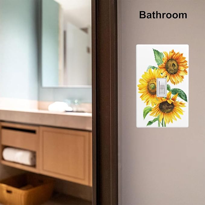 Watercolor Sunflower 1-Gang Toggle Light Switch Plate, Sunflower Bouquet Wall Plate for Bedroom, Bathroom, Kitchen & Sunroom