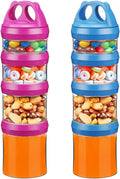 BeneLabel Stackable Food Storage Containers with Twist Lock System - BPA-Free Tritan Containers for Travel, Formula, Protein Powder, Snacks - Leakproof & Dishwasher Safe (Red and Blue, 31oz per)