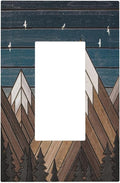 Rustic Geometric Mountain Wilderness Wood 1 Gang Light Switch Cover Single Rocker Decorative Receptacle Outlet Covers GFCI Electrical Faceplate Switchplate for Bedroom Bathroom Kitchen Art Decor