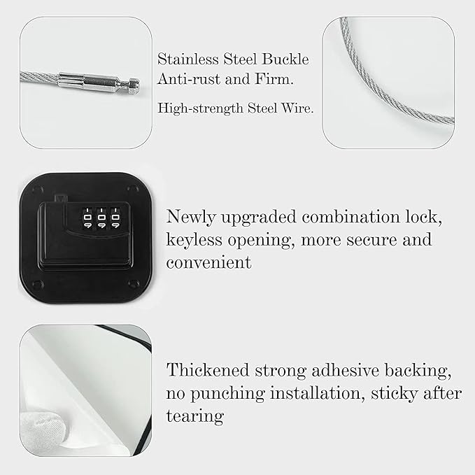 Child Safety Cabinet Locks, Fridge Lock with Combination, Closet Locks,Cabinet Lock(Black 2Pcs)