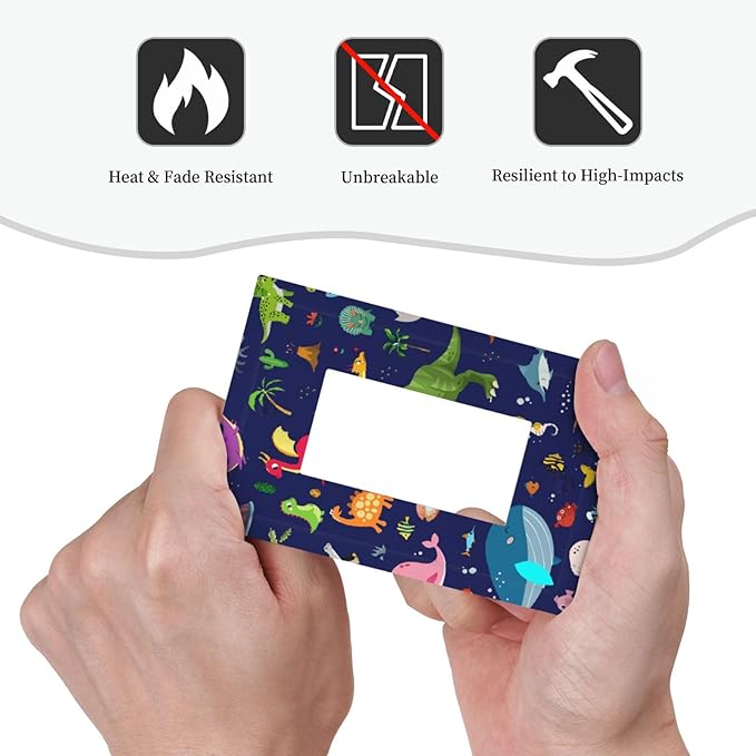 Ocean Dolphin Animal Boys Kids Girls 1-Gang Decorator Rocker Outlet Light Switch Cover Cute Cartoon Cool Blue/Green Dinosaur Decorative Single Device GFCI Receptacle Switch Wall Plate Dimmer Mid Size