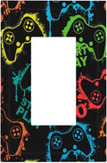 Gaming Hippie Gamer Modern Gamepad Colorful Graffiti Decorative Outlet Covers 1 Gang Single Rocker Light Switch Cover Plate Wall Plates GFCI Faceplate for Kids Room Nursery Decor