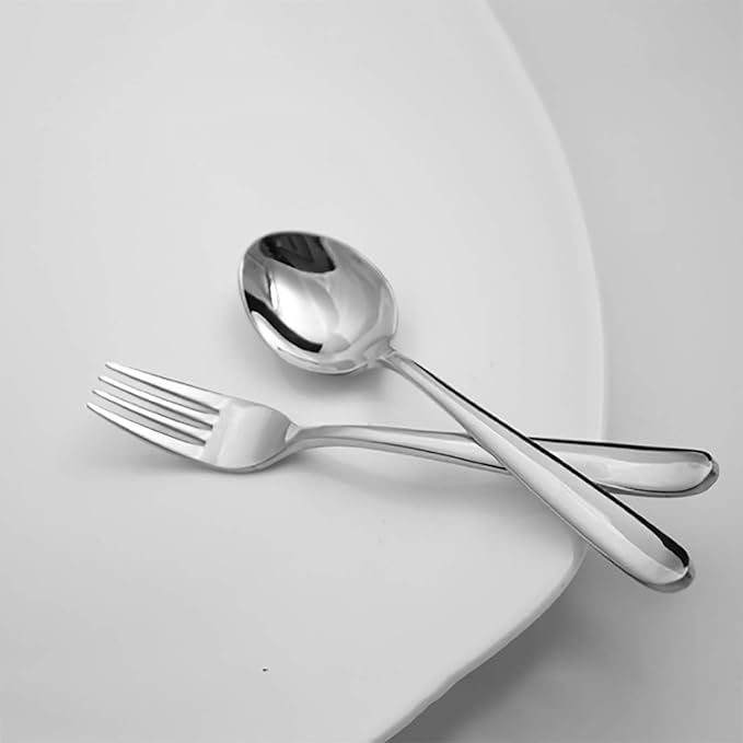 VANRA 3-Piece Children Flatware Set 18/10 Stainless Steel Child Set Tableware Set Silver Cutlery Set Silverware Dinner Utensils for Kids (Chrome Finished) (Fork Spoon Knife)