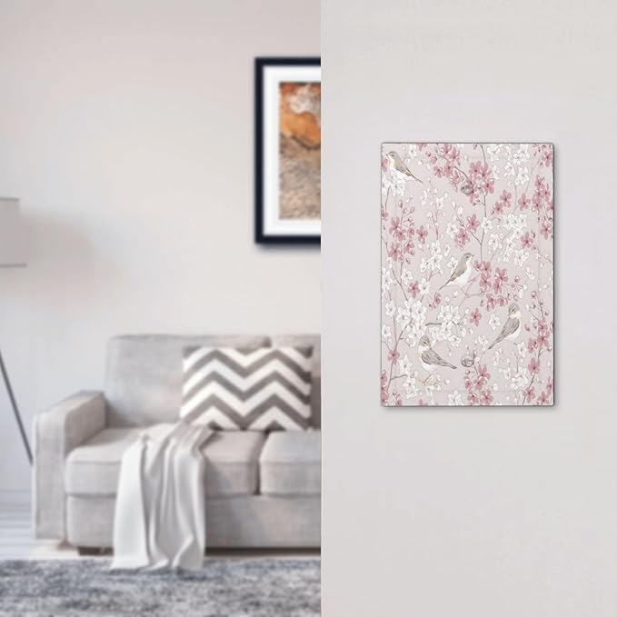 Pink Sakura Cherry Blossom Vintage Bird Floral Flower Light Switch Cover Plate 1 Gang No Device Blank Electrical Wall Plates Faceplate Decorative Switch Plate Covers for Bedroom Living Room Decor