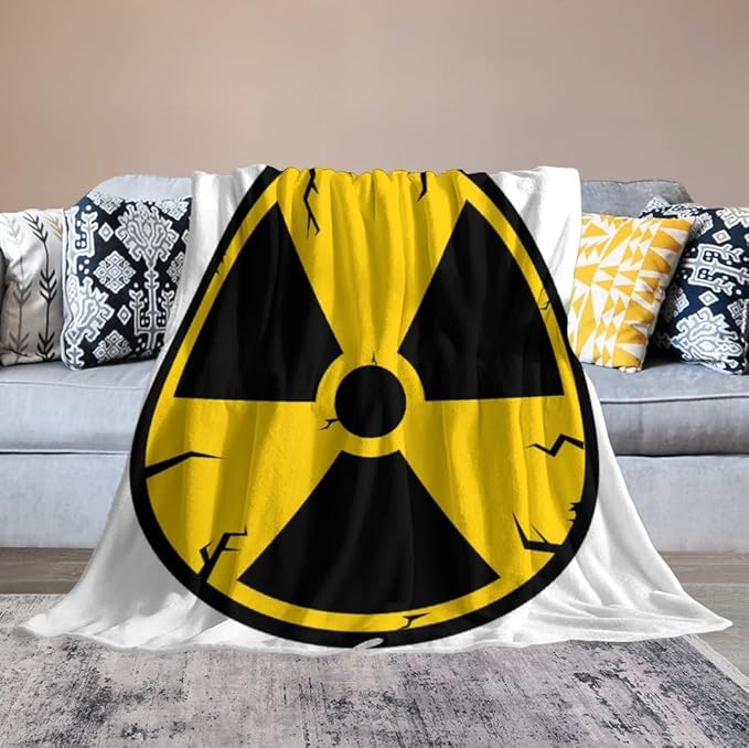60 x 80 Inches Flannel Throw Blanket Lonizing Radiation Sign Radioactive Contamination Warning Birthday Present for Men Women Winter Holiday Soft Blankets for Bedding Sofa