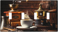 Decorative Switch Plate Cover with Vintage Coffee Retro Grinder Artwork Design 4 Gang Artistic Wall Plate Unique Quad Toggle Light Switch Covers for Rustic Kitchen Decor