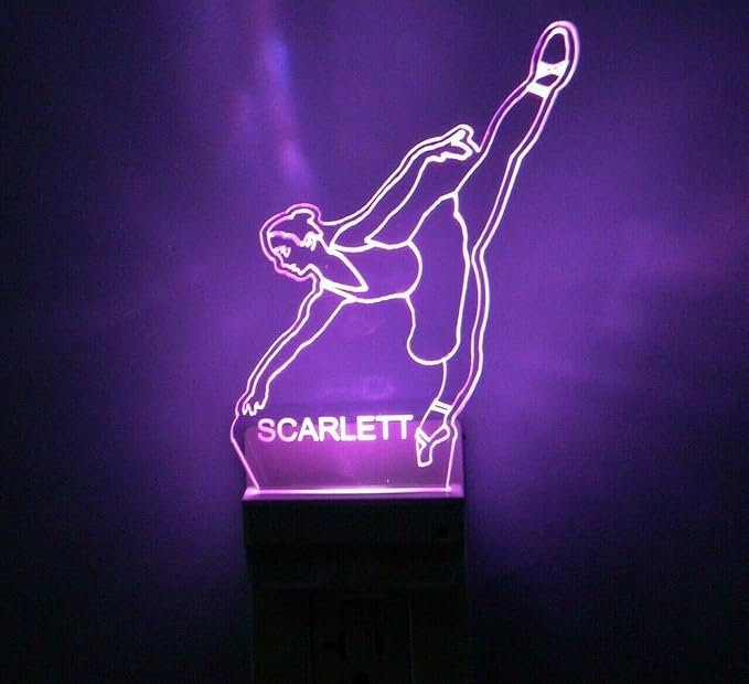 MIRROR MANIA Night Light Multi Color Personalized LED Plug-in, Ultra-Slim Touch Night Light Smart Dusk to Dawn Sensor, Kids Children's Bedroom Kitchen Bathroom Hallway Play Room Variations (Dancer)