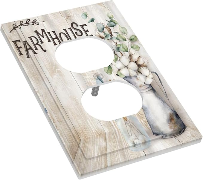 Decorative Switch Plate Covers Farmhouse Floral Cotton 1 Gang Receptacle Duplex Wall Plate Light Switch Cover Single Dual Device Outlet Plate Rustic Country Flower Electrical Faceplate