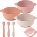 Eascrozn 3 Pack Baby Bowls with Suction and 3 Pack Baby Spoons, BPA Free, Silicone Baby Feeding Set for Babies Toddler Kids, Microwave and Dishwasher Safe