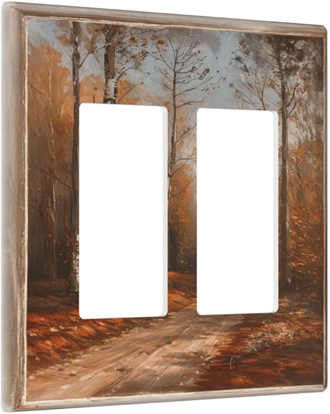 Decorative Art Light Switch Covers Maple Path 2 Gang Dual Rocker Outlet Switch plate Faceplate GFCI for Home Decor
