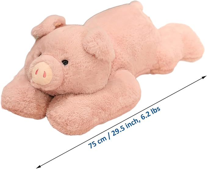 Doireum Weighted Pig Stuffed Animal, 6.2 lbs Plush Toy Throw Pillow, 29.5 Inch - Gifts for Boys and Girls