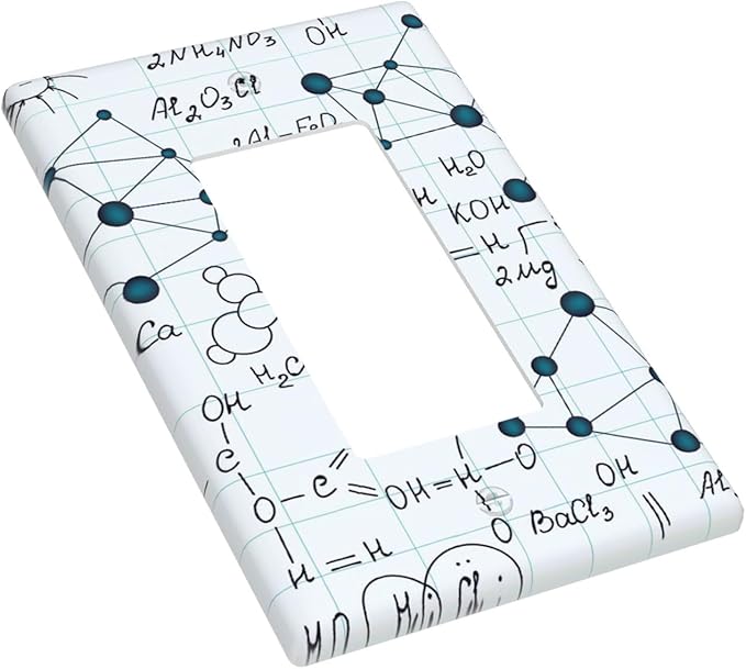Chemical Formula 1-Gang Rocker Wall Plate, Light Blue Science Switch Plate for Classroom, Study Room, Office & Kids Room
