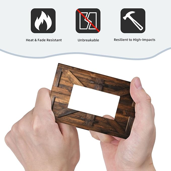 Decorative Outlet Covers Retro Brown Wood Barndoor 1 Gang Rocker Light Switch Cover Plate Single Wall Plates for Electrical Outlets Switch Plate Covers Faceplate for Farmhouse Decor