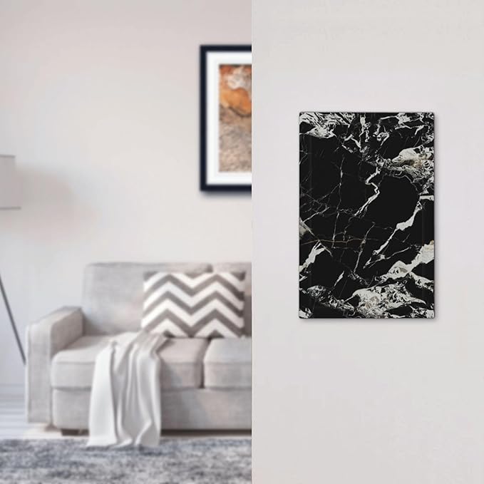 Black Marble Patterns Low Key Luxurious Light Switch Cover Plate 1 Gang No Device Blank Electrical Wall Plates Faceplate Decorative Switch Plate Covers for Bathroom Kitchen Decor
