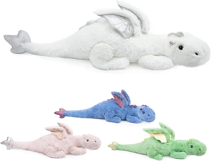 Weighted Stuffed Animal 5Lbs 35.4", Heavy Soft Dragon Plush Toy, White Weighted Dragon Stuffed Animal for Kids and Adults, for Comfort and Relaxation