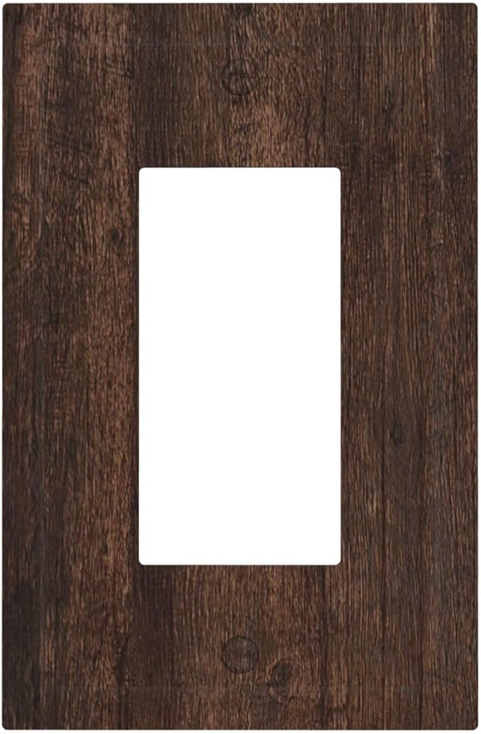 Decorative Light Switch Cover Plate with Rustic Dark Wood Grain & Vintage Style Design 1 Gang Rocker Outlet Covers Single Decora Gfci Device Wall Plate for Kitchen/Living Room