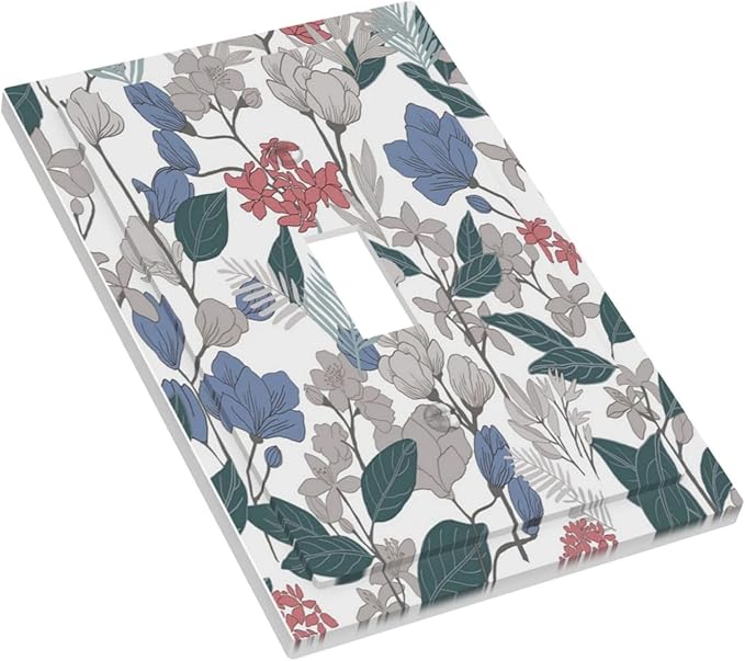 Decorative Switch Plate Covers Boho Green Leaf Floral Combination 1 Gang Wall Plate Single Toggle Light Switch Cover Plate Jumbo Electrical Switchplate Receptacle Faceplate for Bathroom Decor