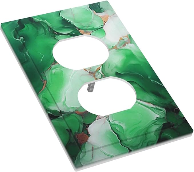 Decorative Outlet Covers Abstract Luxury Emeralds Green Gold MarbleTextures 1 Gang Duplex Light Switch Cover Plate Wall Plates for Electrical Outlets Electrical Switchplate Face Plate