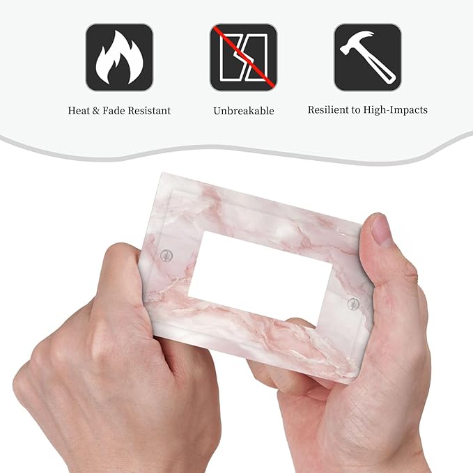 Outlet Covers Pinkish-White Marble Abstract Luxury Elegant 1 Gang Single Rocker Light Switch Cover Plate Decorative GFCI Wallplates Socket Cover Electrical Switch Plate Covers for Bathroom Home