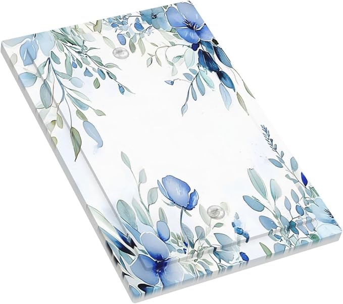 Watercolor Blue Flower Plant Floral Green Leaves Light Switch Cover Plate 1 Gang No Device Blank Electrical Wall Plates Faceplate Decorative Switch Plate for Bedroom Living Room Decor