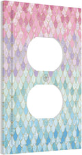 Colorful Mermaid Scales 1 Gang Outlet Plate Covers Decorative Single Duplex Wall Plate Electrical Receptacle Light Switch Cover Art Faceplate Switchplate for Girls Bedroom Nursery Living Room Decor