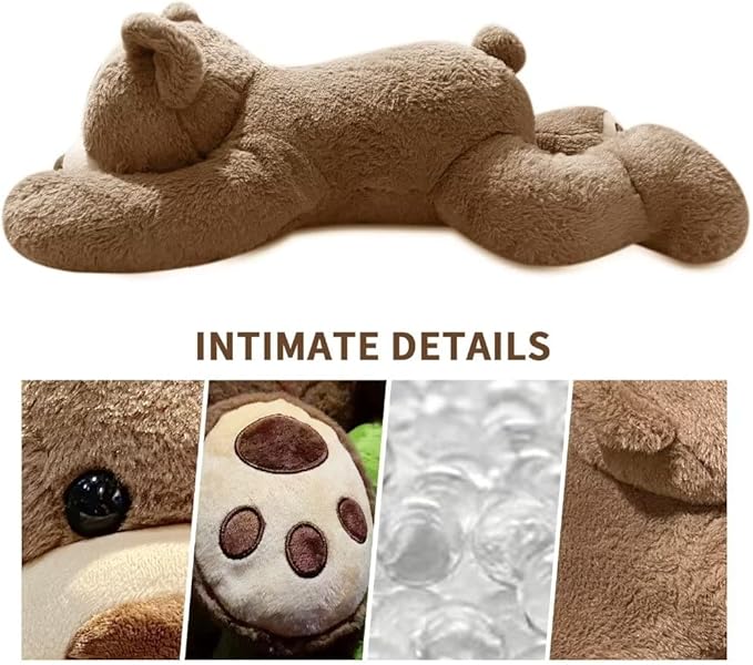 Fiosnow Weighted Stuffed Animals for Adults Brown Bear 3.5lbs 24" Weighted Plush Animals for Kids Throw Pillow Hugging Toys