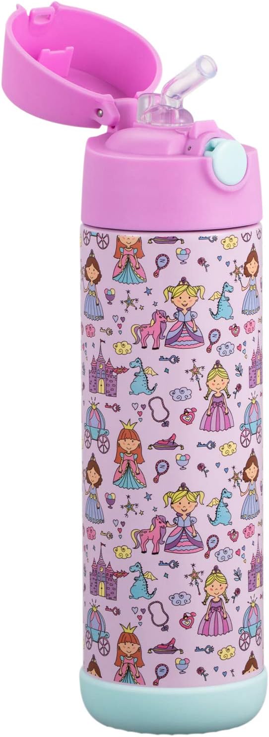 Snug Insulated Kids Water Bottle with Straw & Spout – Double-Wall Stainless Steel, Leakproof, Easy-Flip Lid – For School, Travel, Toddlers & Big Kids - Princess, 17oz