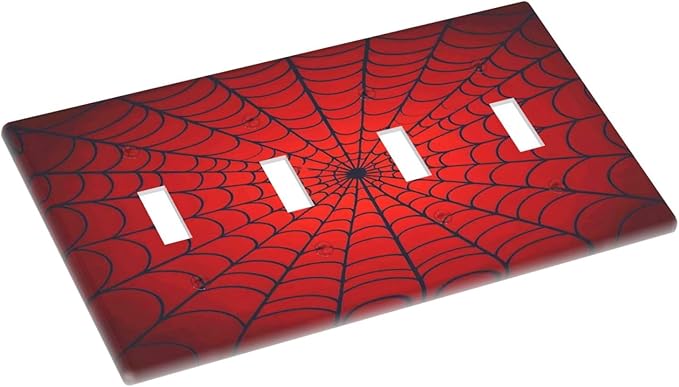 Red Spider Web Black Line Simplicity Light Switch Covers Quad Toggle Electrical Faceplate 4 Gang Wall Plate Decorative Switch Plates For Kids Room Home Decor