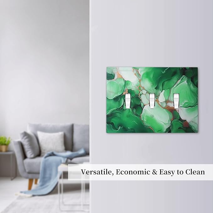 Decorative Light Switch Cover Plate Abstract Luxury Emeralds Green Gold MarbleTextures 3 Gang Wall Plate Oversized Triple Toggle Switch Cover Plate Jumbo Electrical Face Plate