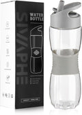 Sivaphe Clear Water Bottle with Straw 18 oz Portable Tritan Transparent Sports Drinking Bottle for School Girls Boys Grey