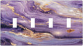 Luxury Marble Texture Purple And Gold Abstract Print Light Switch Covers Quad Toggle Electrical Faceplate 4 Gang Wall Plate Decorative Switch Plates Cover for Bathroom Home Decor