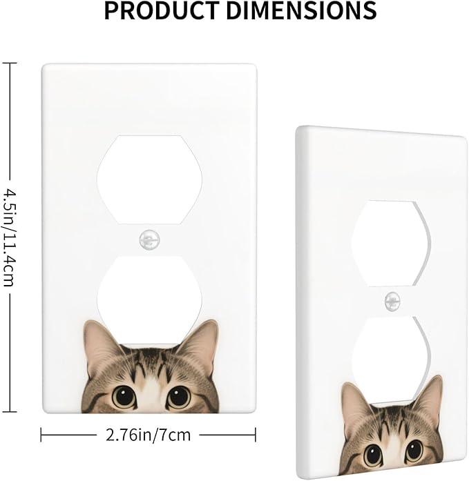 Cat Single Duplex Receptacle Outlet Cover Wall Plate Decorative 1 Gang Light Switch Covers Electrical Switchplate Home Decorate Faceplat for Bathroom Bedroom Kitchen Room 4.5 x 2.76 Inch