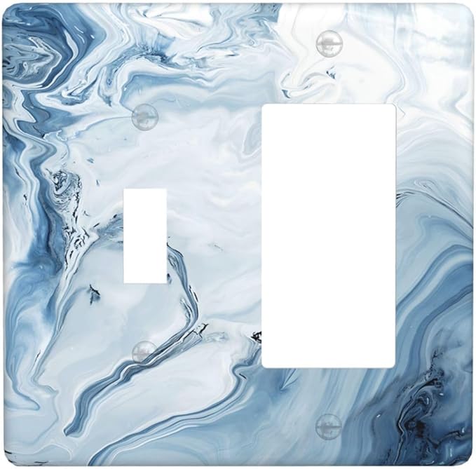 Blue Marble Abstract Ombre Chic Luxury Print Outlet Covers 1 Toggle 1 Rocker Combination Decorative Wall Plate Electrical Switch Plates Light Switch Cover Plate for Bathroom Living Room Decor