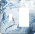 Blue Marble Abstract Ombre Chic Luxury Print Outlet Covers 1 Toggle 1 Rocker Combination Decorative Wall Plate Electrical Switch Plates Light Switch Cover Plate for Bathroom Living Room Decor