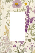 Watercolor Floral Leaves Single Light Switch Cover Plate Small Purple Flowers Daisies 1 Gang Rocker Outlet Covers Switchplate Decorative Electrical GFCI Faceplates for Bedroom Kitchen Decor