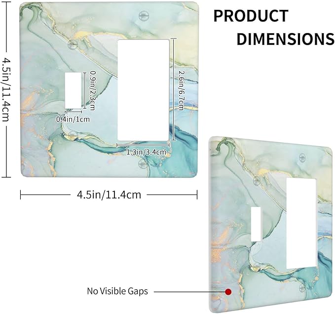 Outlet Covers Teal Gold Marbling Turquoise 1 Toggle 1 Rocker Combination Decorative Wall Plate Electrical Switch Plates Light Switch Cover Plate for Bathroom living Room Decor