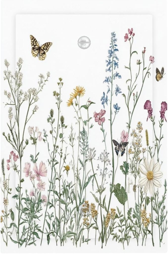 Light Switch Cover Plate Rustic Wildflowers Butterfly Colorful Floral 1 Gang No Device Blank Electrical Wall Plates Faceplate Decorative Switch Plate For Bed Room Living Room Decor