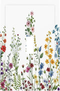 Light Switch Cover Plate Colorful Wildflowers Plants Flowers on White Background 1 Gang Switch Plate Covers Single Toggle Wall Plates Decorative Electrical Faceplate for Bathroom Home Decor