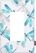 Blue Dragonfly Single Rocker Wall Plate Spring Summer Flying Dragonfly Decorator Rocker Switch Plate Decorative 1 Gang Lightswitch Cover Home & Office