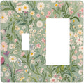 Decorative Toggle Switch Cover Plate with Vintage Wildflowers & Daisies Design 1/2-Gang Standard Toggle Wall Plate Light Green Outlet Cover Kitchen/Bedroom