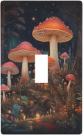 Decorative Art Light Switch Covers Enchanted Mushroom Forest Single Toggle Wall Plate Decorative Switchcover Electrical Switchplate for Home Decor