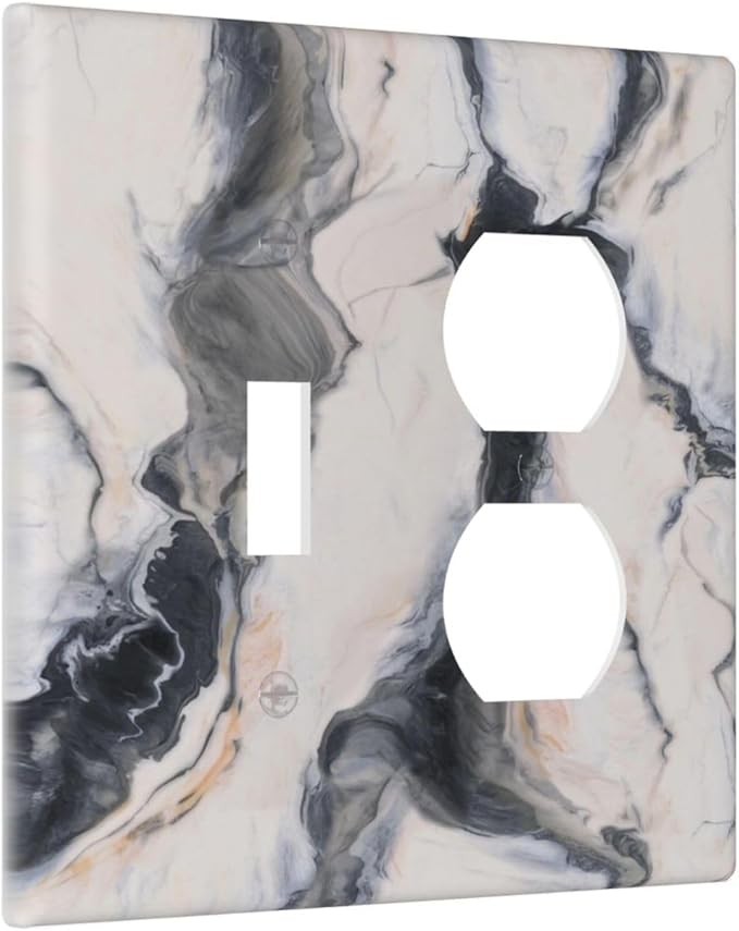 Abstract Marble Textured Modern Luxury Print Wallplates 1 Toggle 1 Duplex Switch Plate Electrical GFCI Faceplate Decorative Light Switch Covers for Bathroom Kitchen Decor