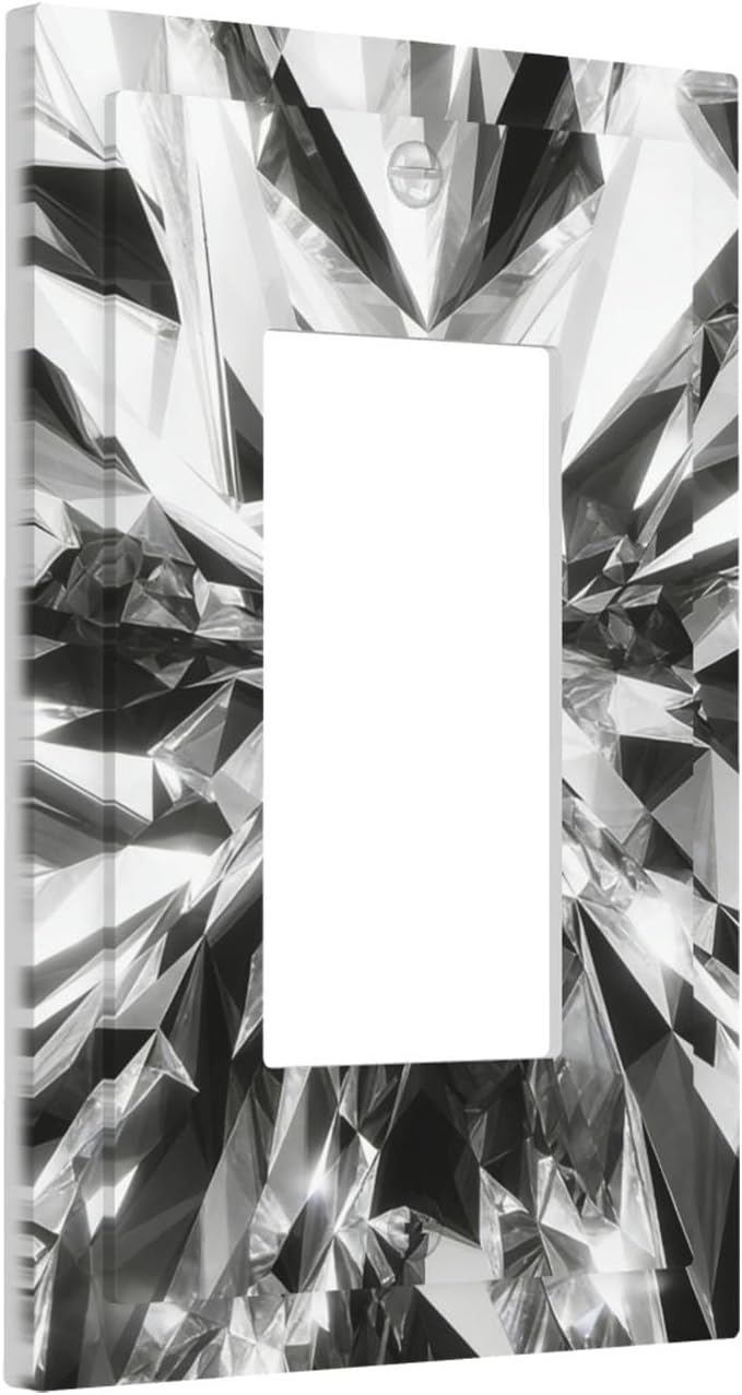 Sparkling Diamond Cut Single Rocker Switch Cover - 1-Gang Standard US Size Crystal Glam Light Switch Covers for Living Room Bedroom Bathroom Decor