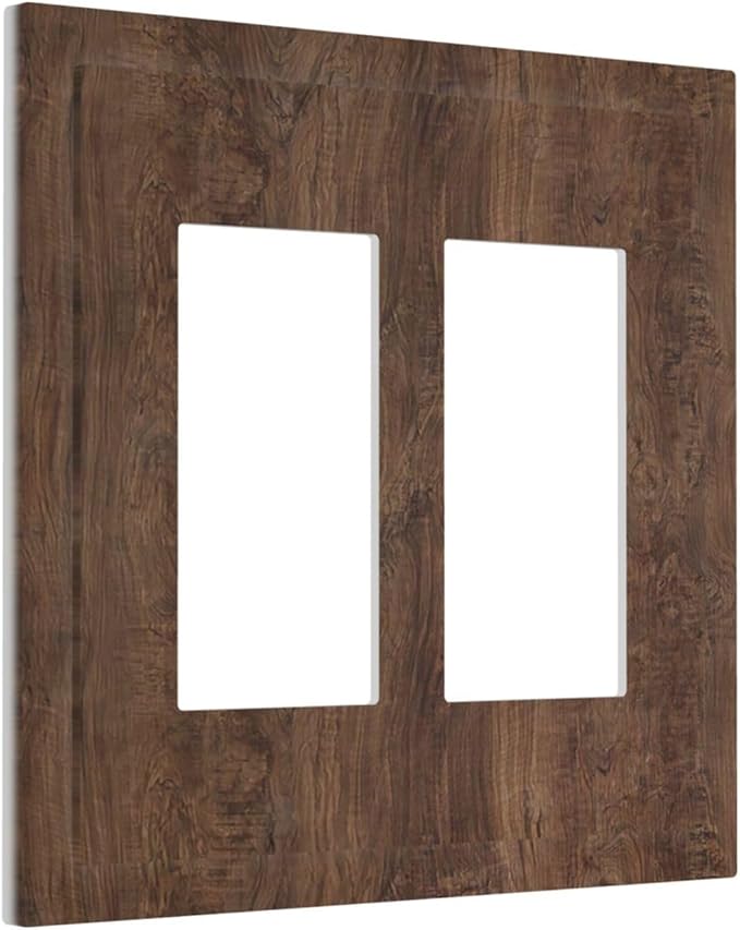Decorative Outlet Covers Rustic Vintage Wood Grain Brown 2 Gang Double GFCI Rocker Electrical Wall Panels Light Switch Cover Plate for Farmhouse Cabin Decor