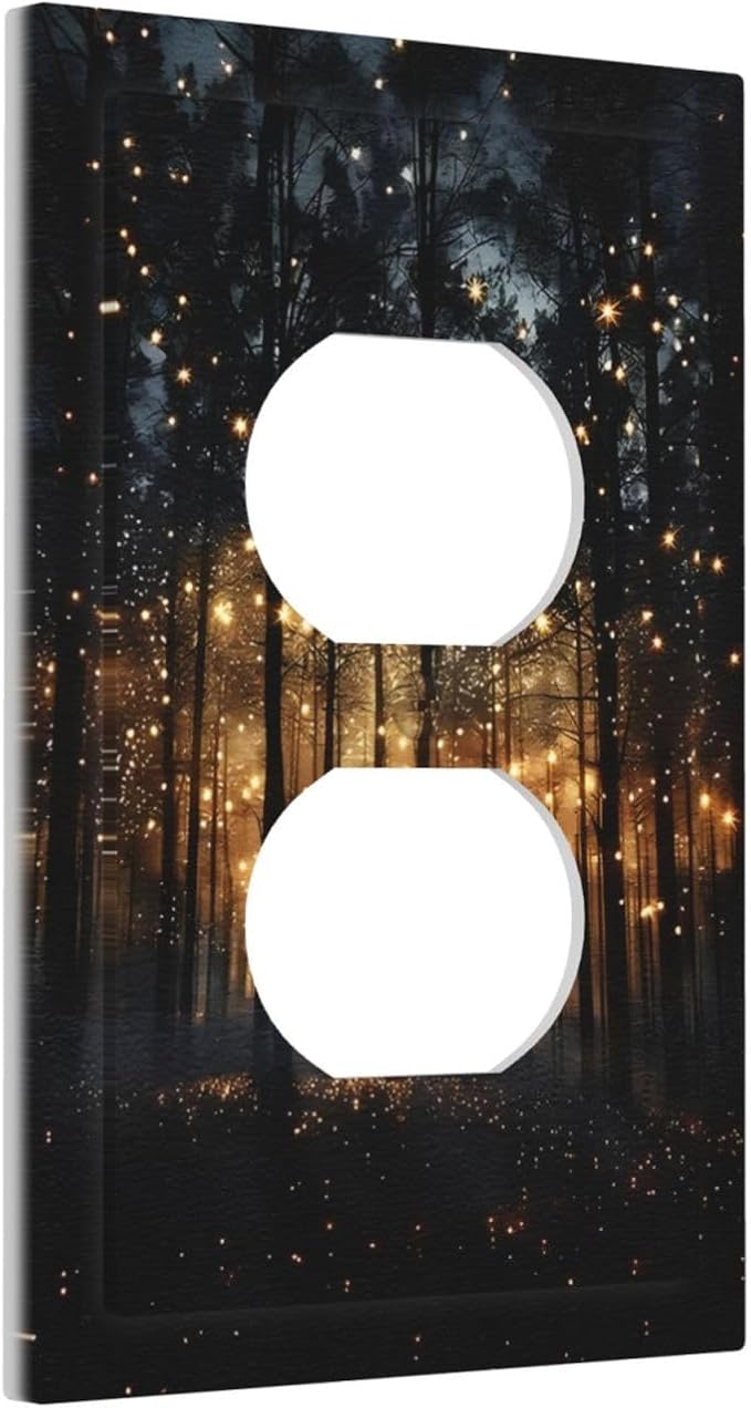 Whimsical Nature Enchanted Forest Landscape Outlet Covers 1 Gang Duplex Light Switch Cover Decorative Switch Plates Electrical Receptacle Faceplate Wall Plate for Bedroom Living Room Decor