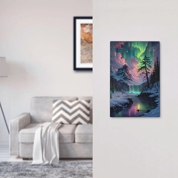 Snow Mountain Aurora Waterfalls Rivers Forest Light Switch Cover Plate 1 Gang No Device Blank Electrical Wall Plates Faceplate Decorative Switch Plate Covers for Bedroom Living Room Decor