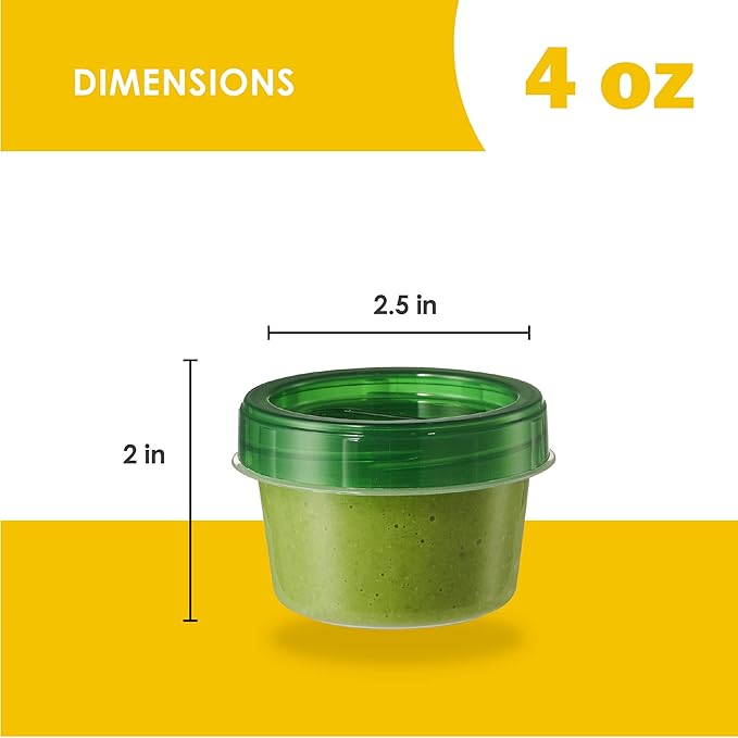 ELEGANT DISPOSABLES Baby Food Storage Containers 4 oz Food Storage Jars with Color Twist Lids Plastic Freezer Storage Pack of 24